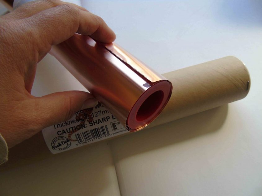 Copper foil for embossing, 30cm by 180cm long, 0.127mm thick